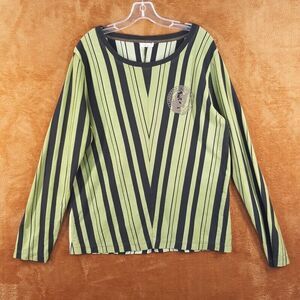 J LINDEBERG Womens Top Large Green Stripe Pullover Logo Long Sleeve Golfer